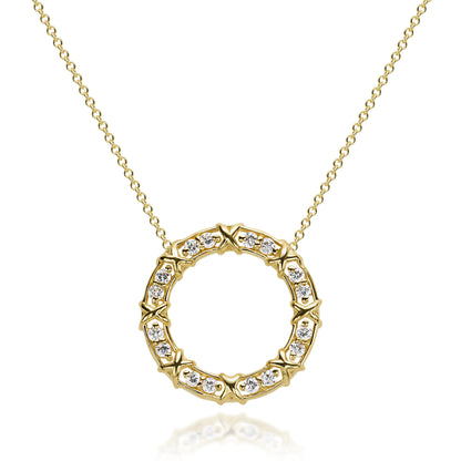 Pendant with MONACO Chain - 14K Gold and Diamonds