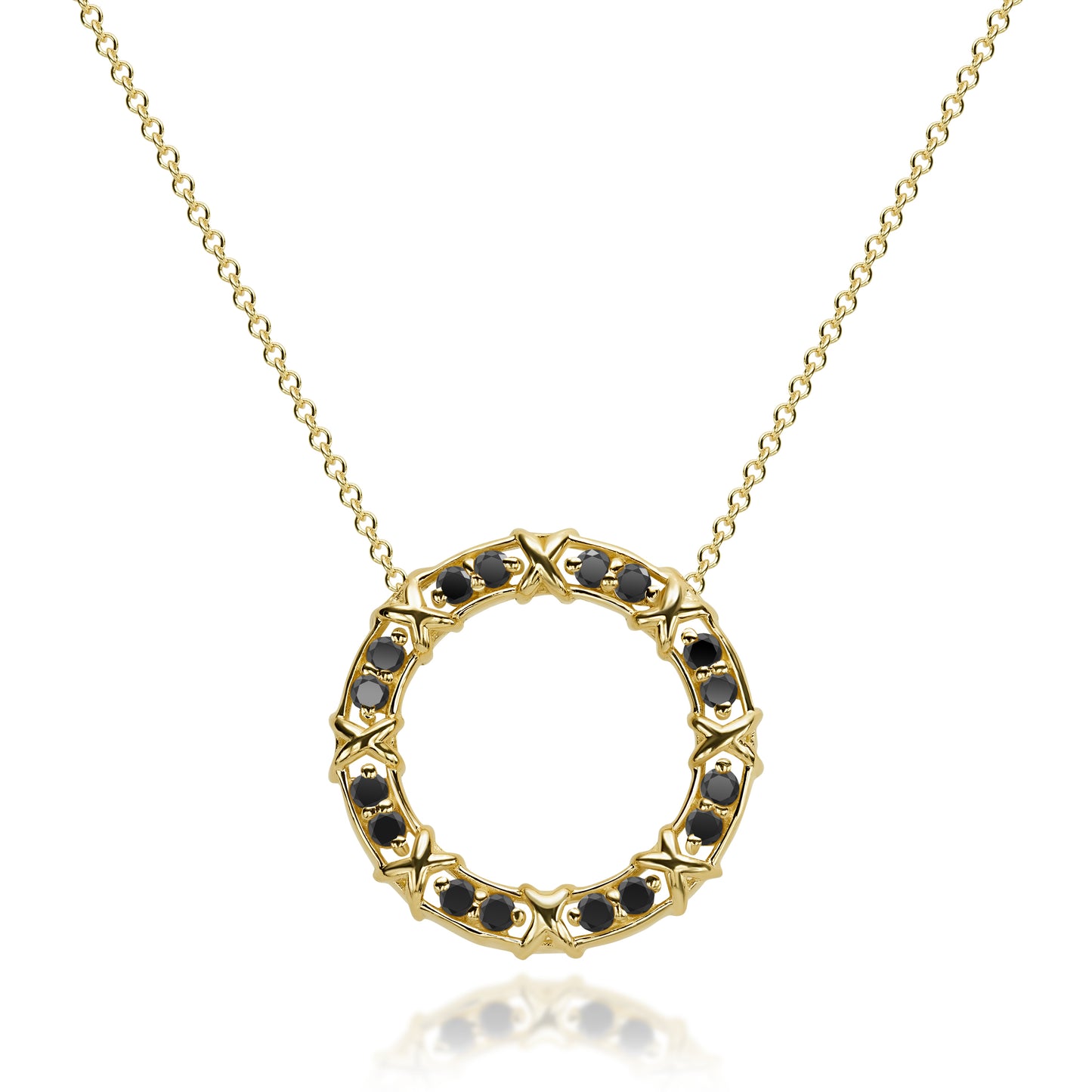 Pendant with MONACO Chain - 14K Gold and Diamonds