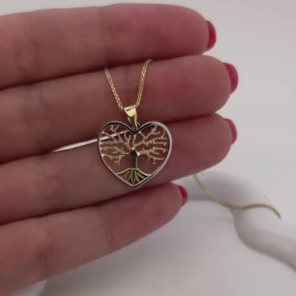 Tree of Life" Heart-Shaped Pendant Necklace