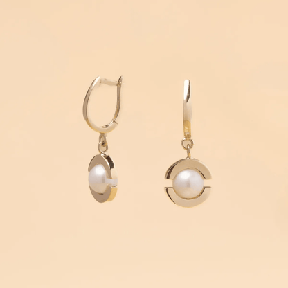 "AURORA" Earrings in Gold with Natural Pearl