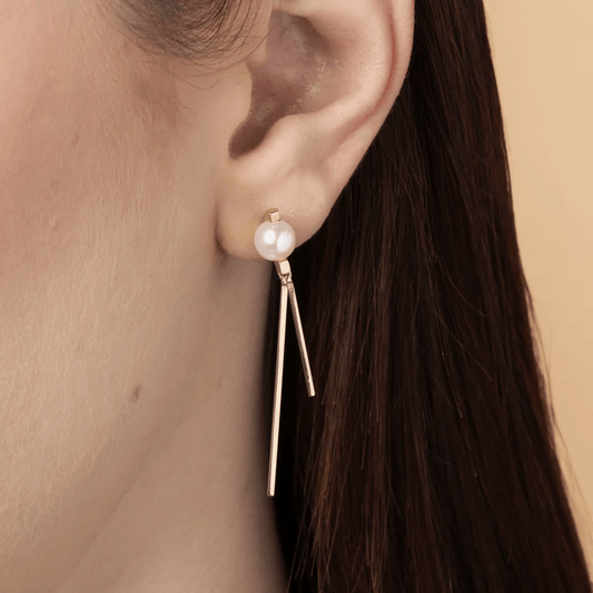 AURORA RAYS" Earrings in Gold with Natural Pearl